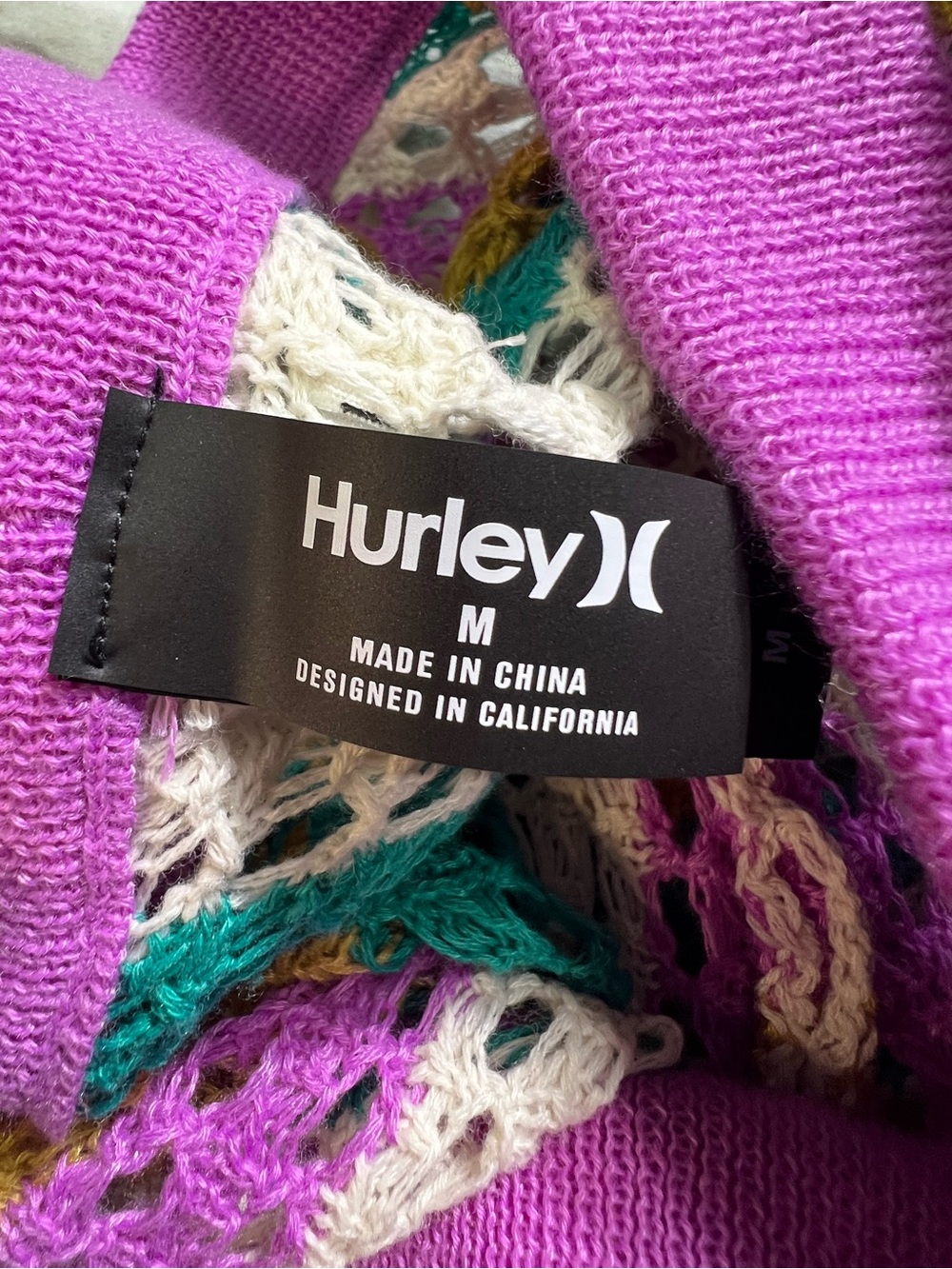 Hurley Crochet Beach Pants Striped purple Mesh Cover Up Wide Leg Women’s medium - Picture 9 of 11